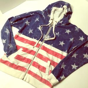 American flag LA hearts zip up hoodie